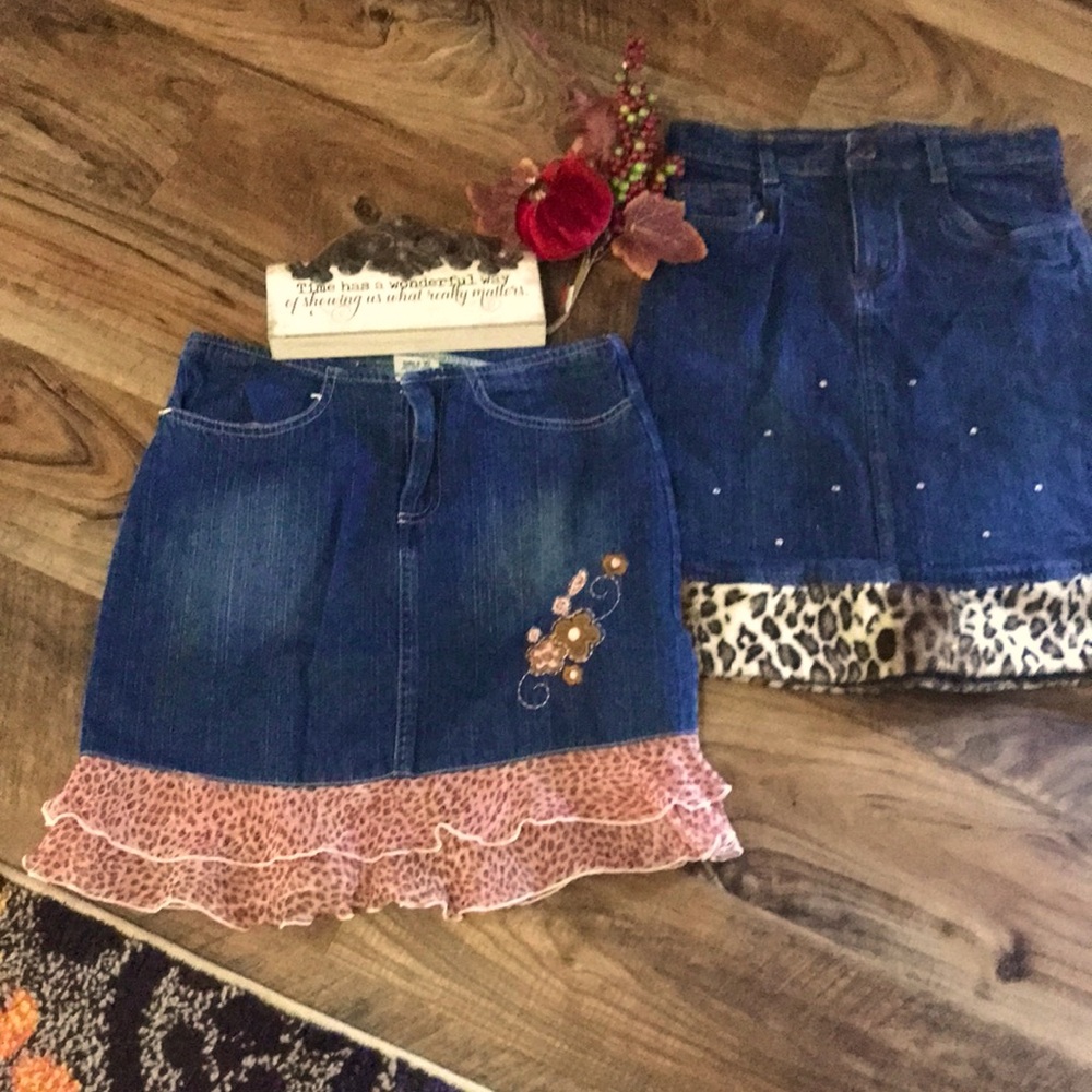 Bundle TWO modest denim jean skirts, sz 10